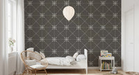 Sashiko Hana - Goshi - Latticed Flower Stitch On Silhouette Wallpaper⁠