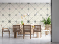 Sashiko Hana - Goshi - Latticed Flower Stitch Outer Space Wallpaper⁠