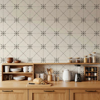 Sashiko Hana - Goshi - Latticed Flower Stitch Silhouette Wallpaper⁠