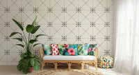 Sashiko Hana - Goshi - Latticed Flower Stitch Silhouette Wallpaper⁠