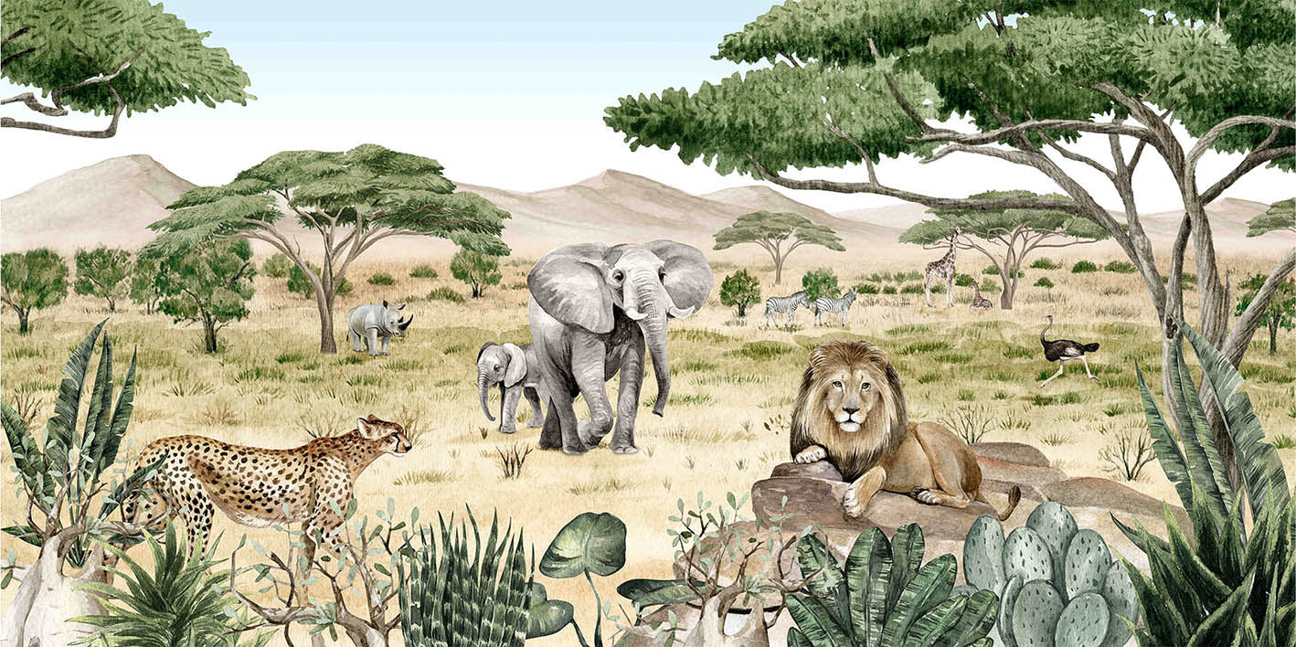 Savannah Secret wallpaper mural in your room — zoomed