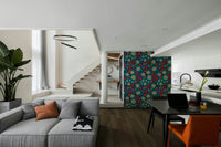 Retro-style floral and botanical motifs in vivid colors.

