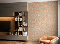 Retro-style floral and botanical motifs on a subtle background.

