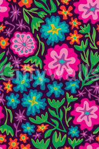 Floral wallpaper with a dramatic, colorful contrast.

