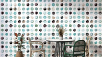 Watercolor Minimal Scandi Dots Aqua Blue Wallpaper with soft dot design.


