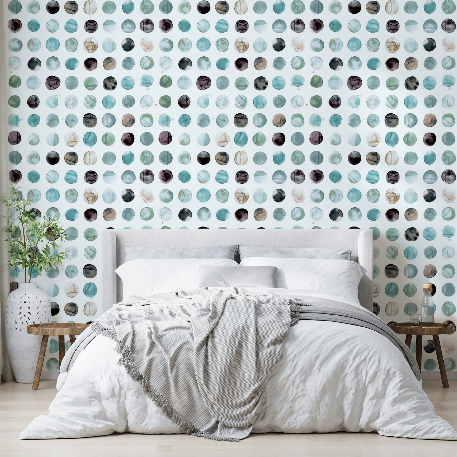 Blue dot pattern wallpaper with a calm, natural feel.


