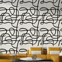 Scandinavian-style mural with minimal, soft strokes.

