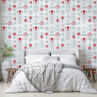 Bold red and grey floral wallpaper for modern interiors

