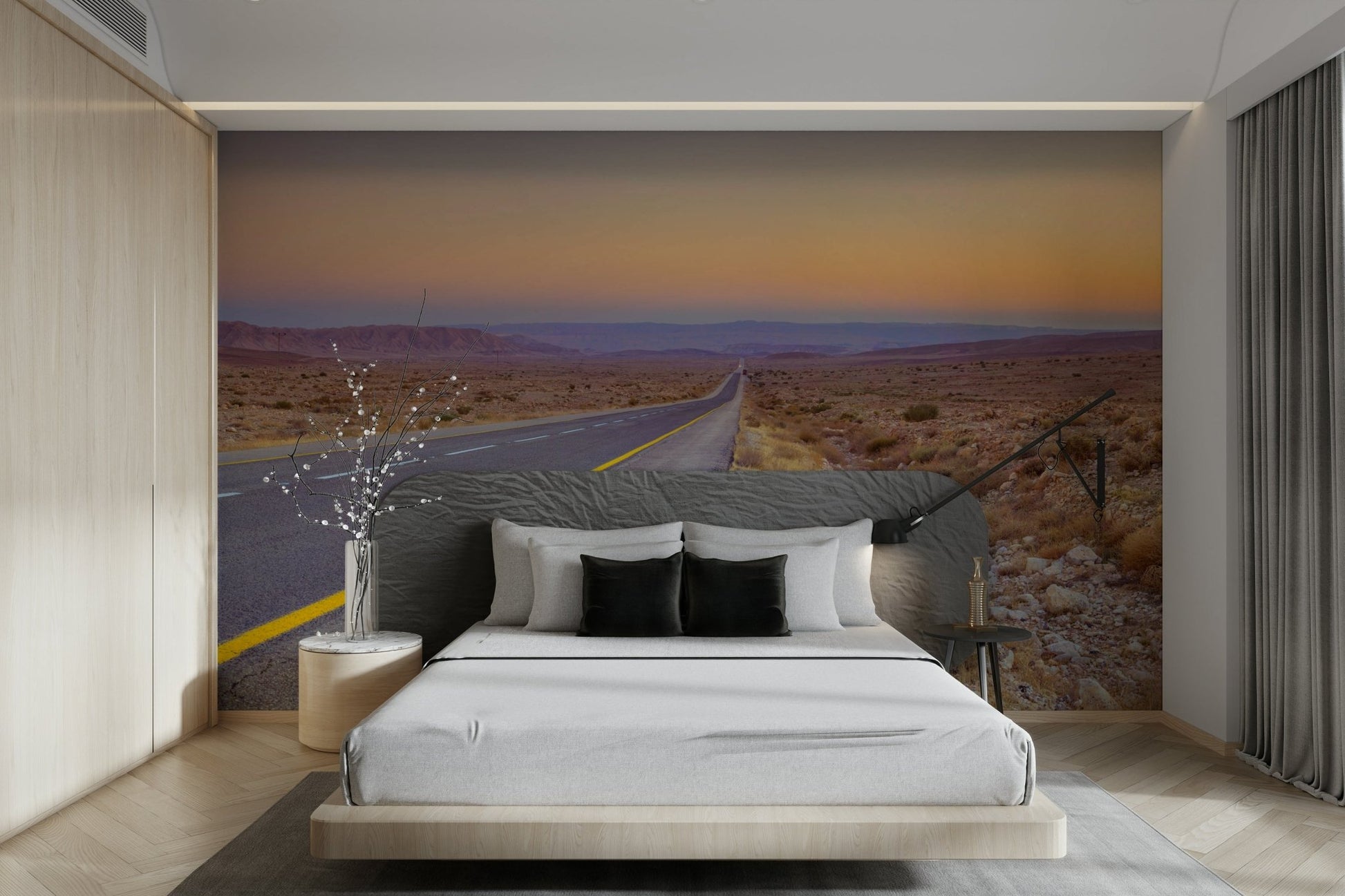 Open road and desert view mural
