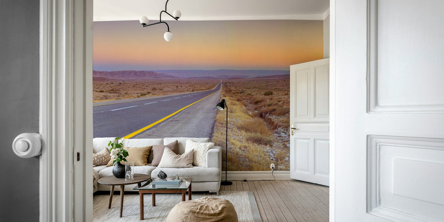 Sunlit desert terrain wall mural
