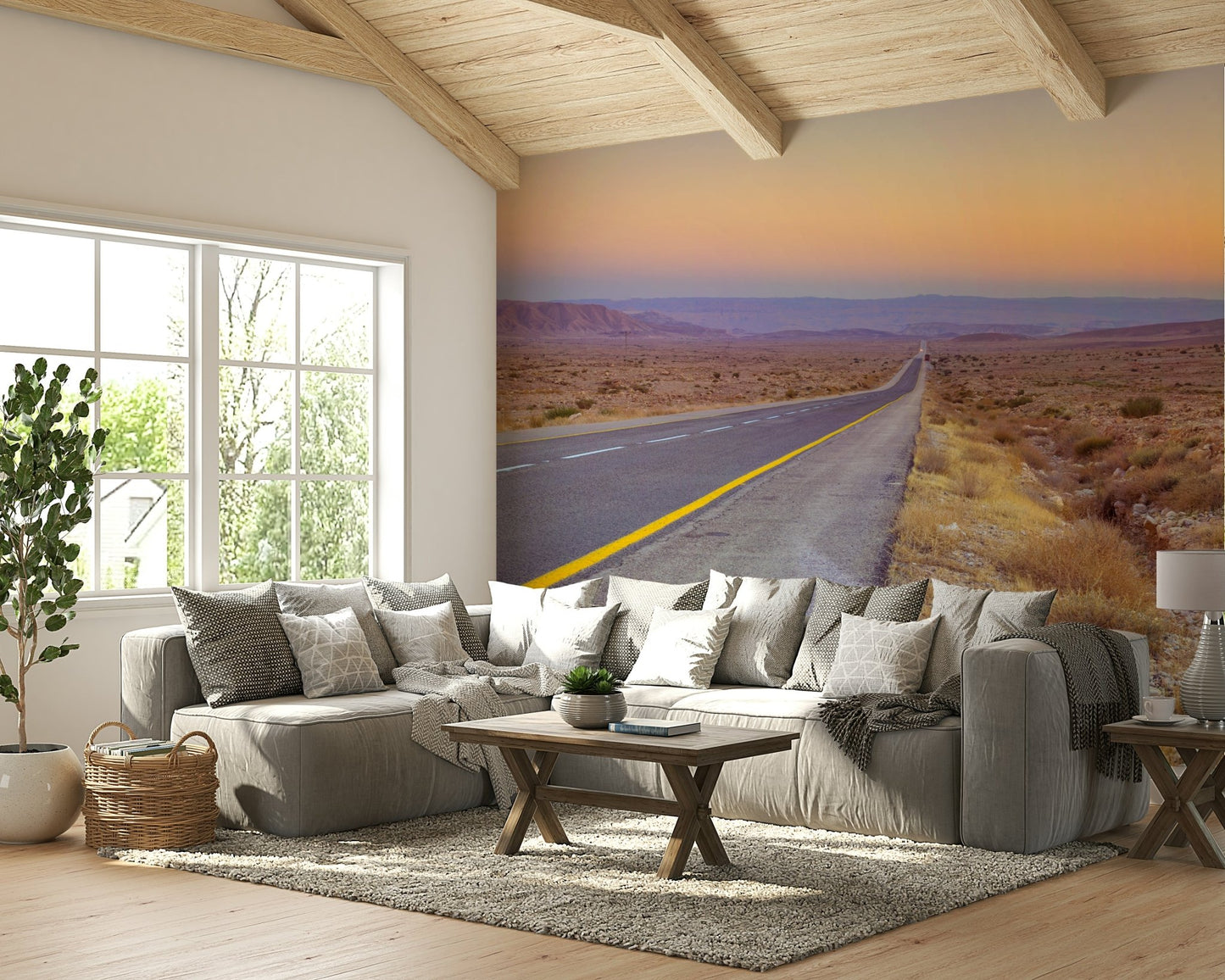 Scenic desert drive mural wallpaper
