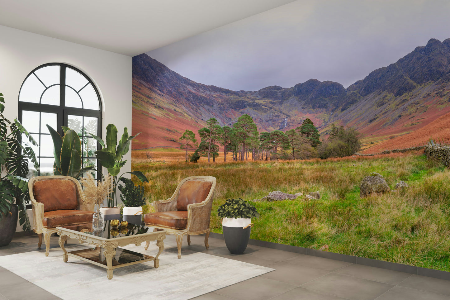 The mural has a soft, graceful feel.

