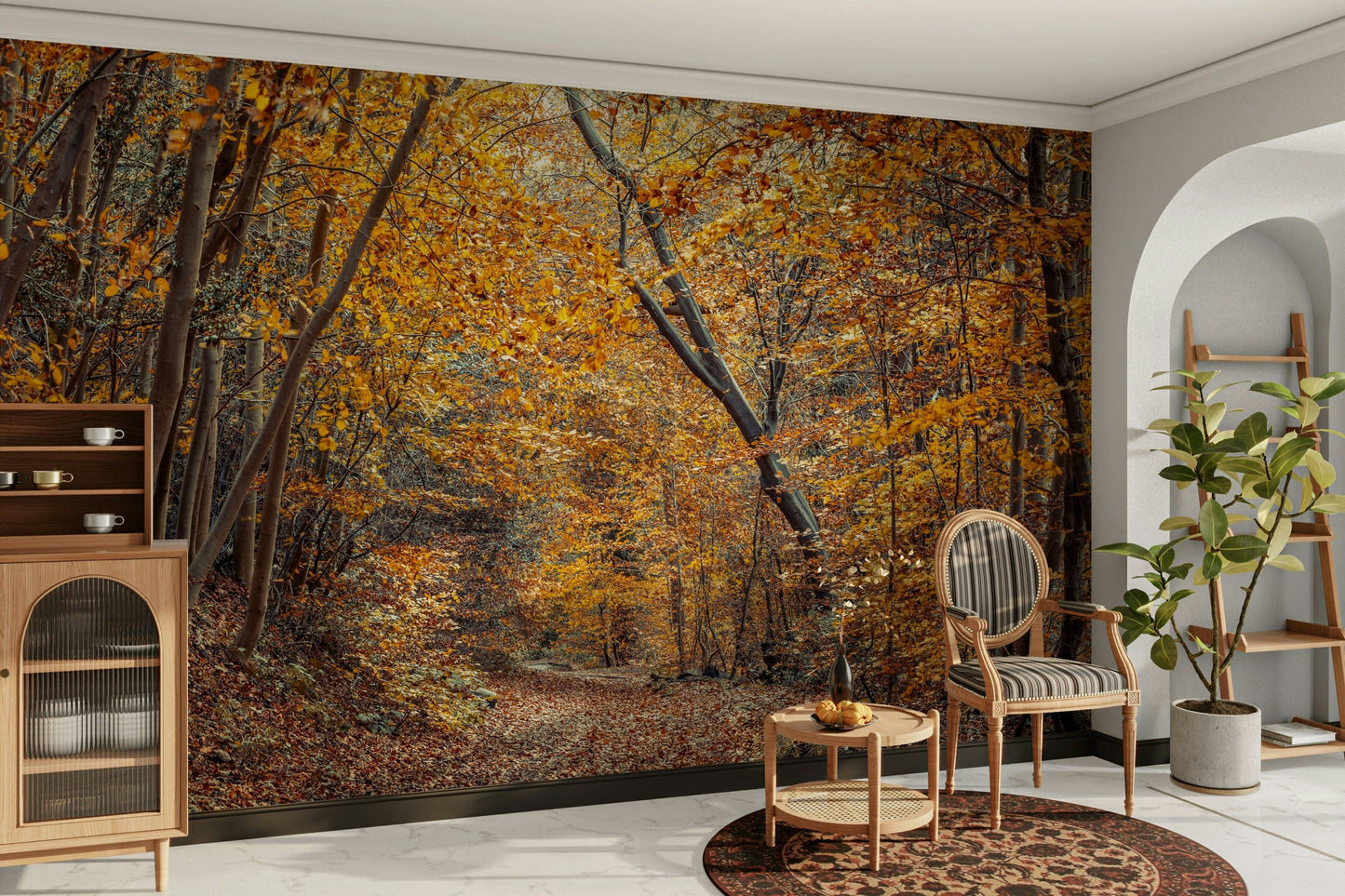 Scenic Woodland Path in Fall Wall Mural