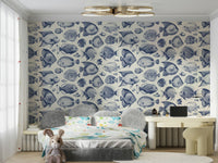 Kid’s room décor wallpaper with whimsical fish types

