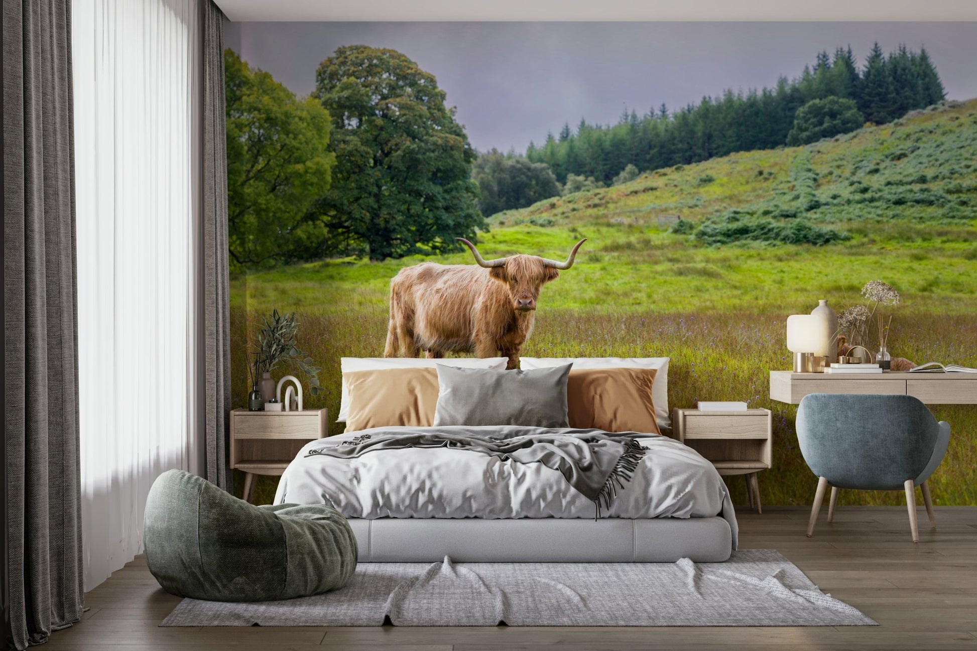 Scottish meadows wall wallpaper

