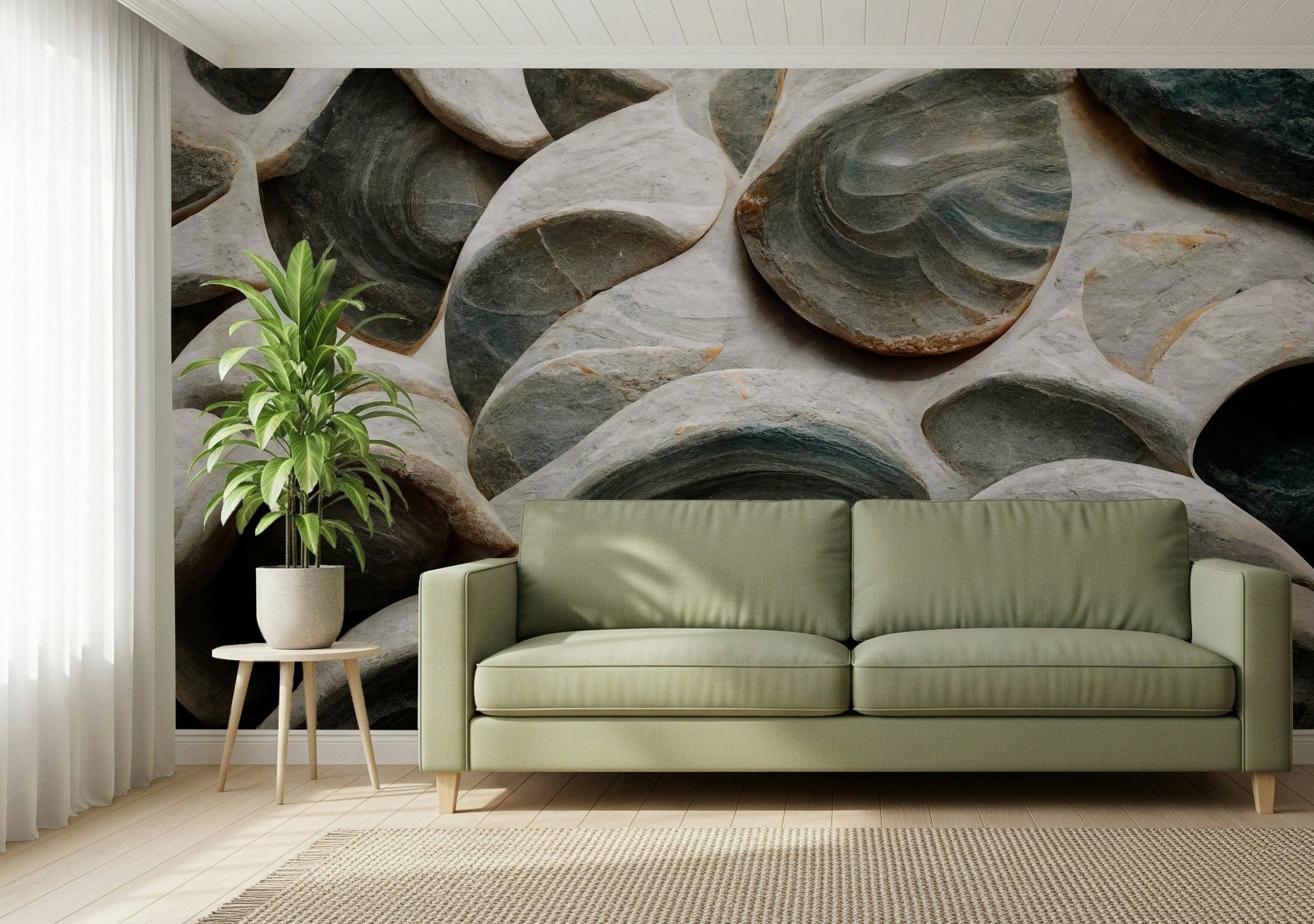 Sculpted Stone wallpaper with 3D-like texture and elegant stone design.