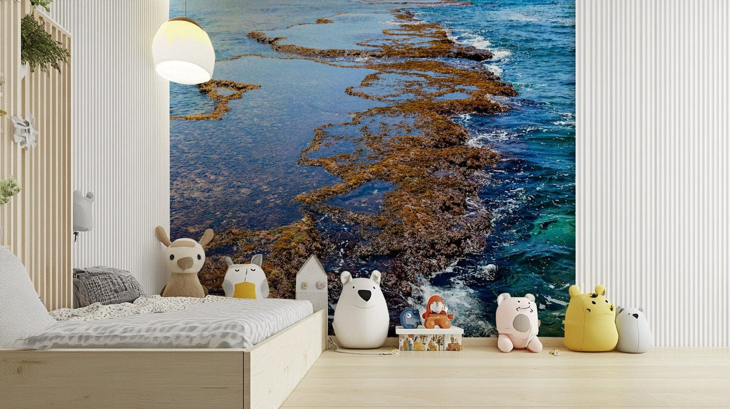 An artistic nature seascape mural for home decor.

