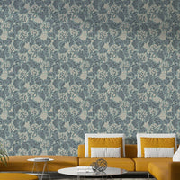 Tropical turquoise wallpaper with organic pattern

