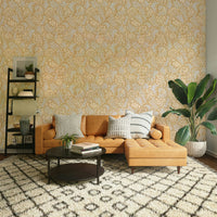Nature-inspired wallpaper in ochre yellow shade

