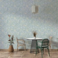 Chic wallpaper with soft glow and sea kale motif

