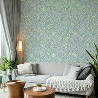 Elegant wallpaper with pearlescent sea kale leaves


