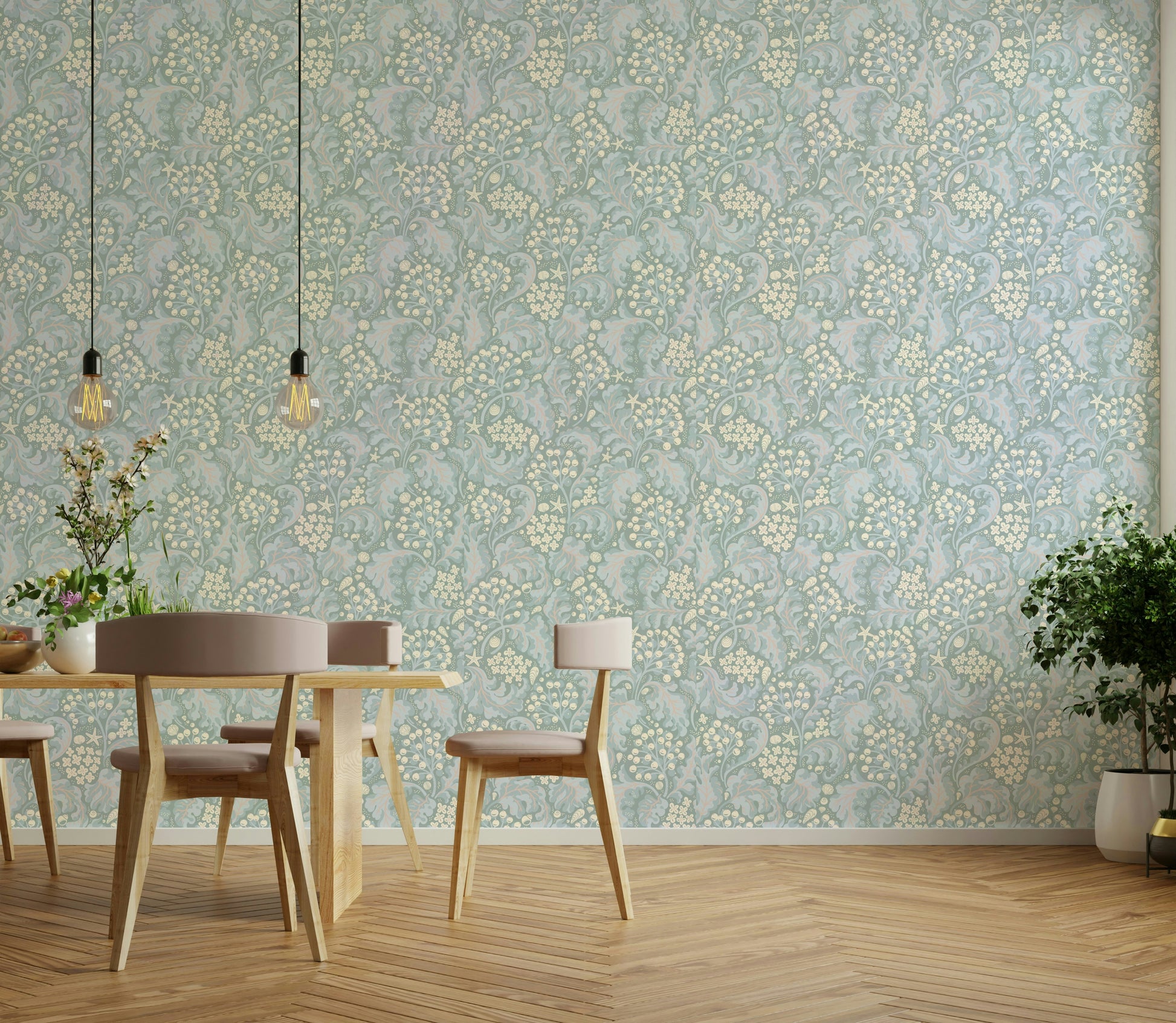 Shimmery sea kale wallpaper with elegant sheen


