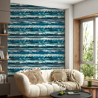 Wallpaper featuring sea wave textures in various blue shades.

