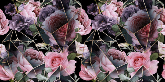 Rosa blommor i polygons tapet väggmålning