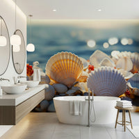 Seashell Serenity wallpaper evoking calm ocean vibes and relaxed beach aesthetics.