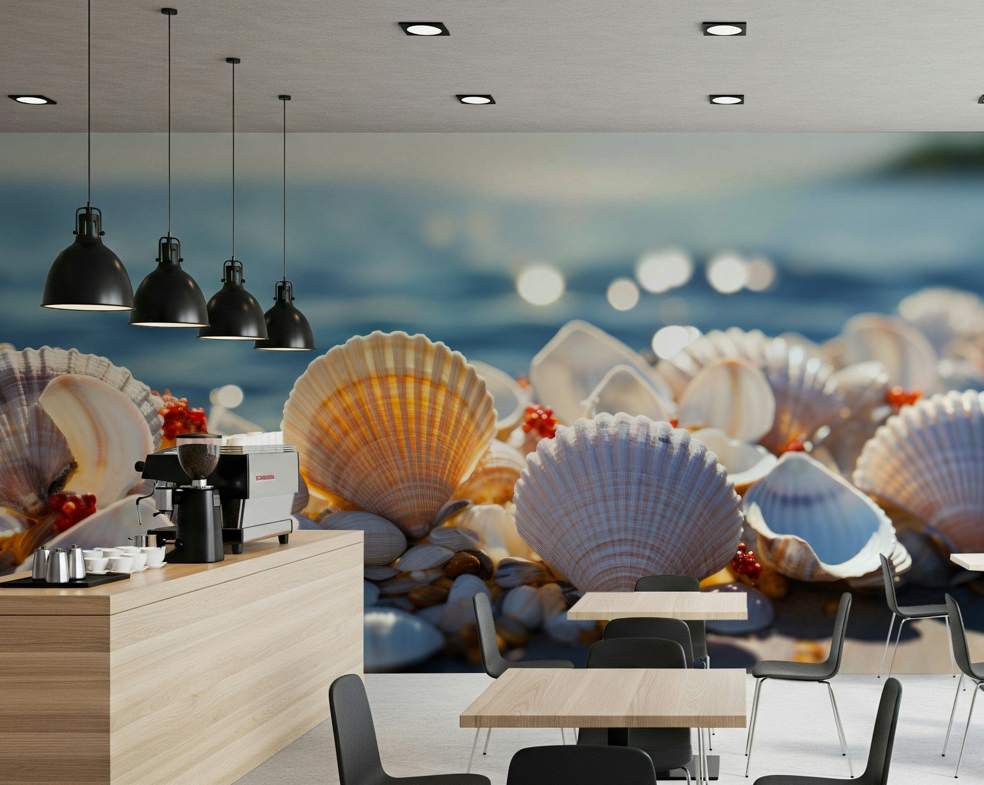 Seashell Serenity wallpaper creating a relaxing, seaside-inspired atmosphere.
