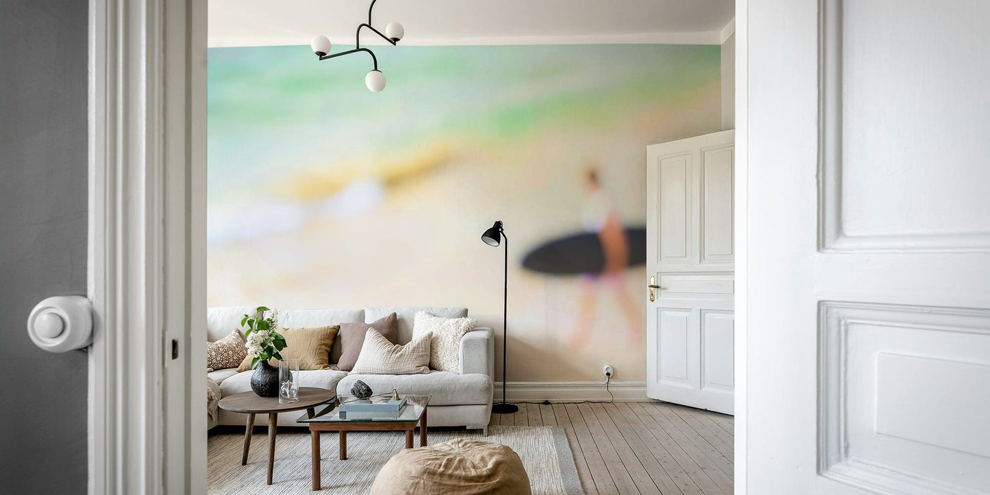 An aerial view of the waves near the shore.

