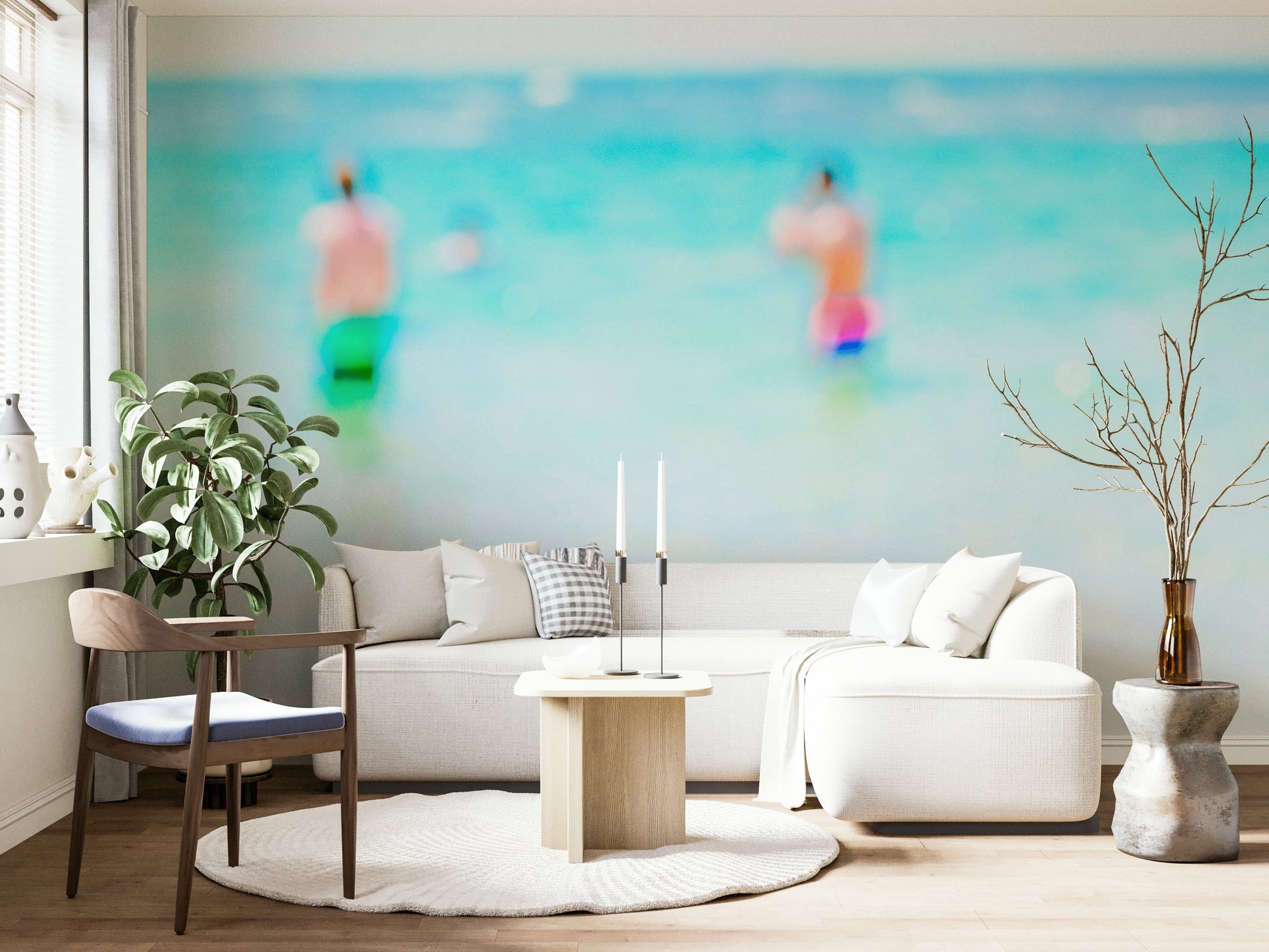 An artistic nature seascape mural for home decor.


