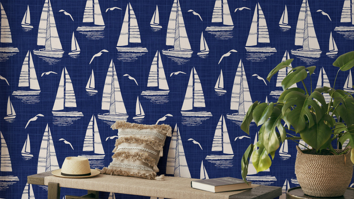 Living room nautical wallpaper

