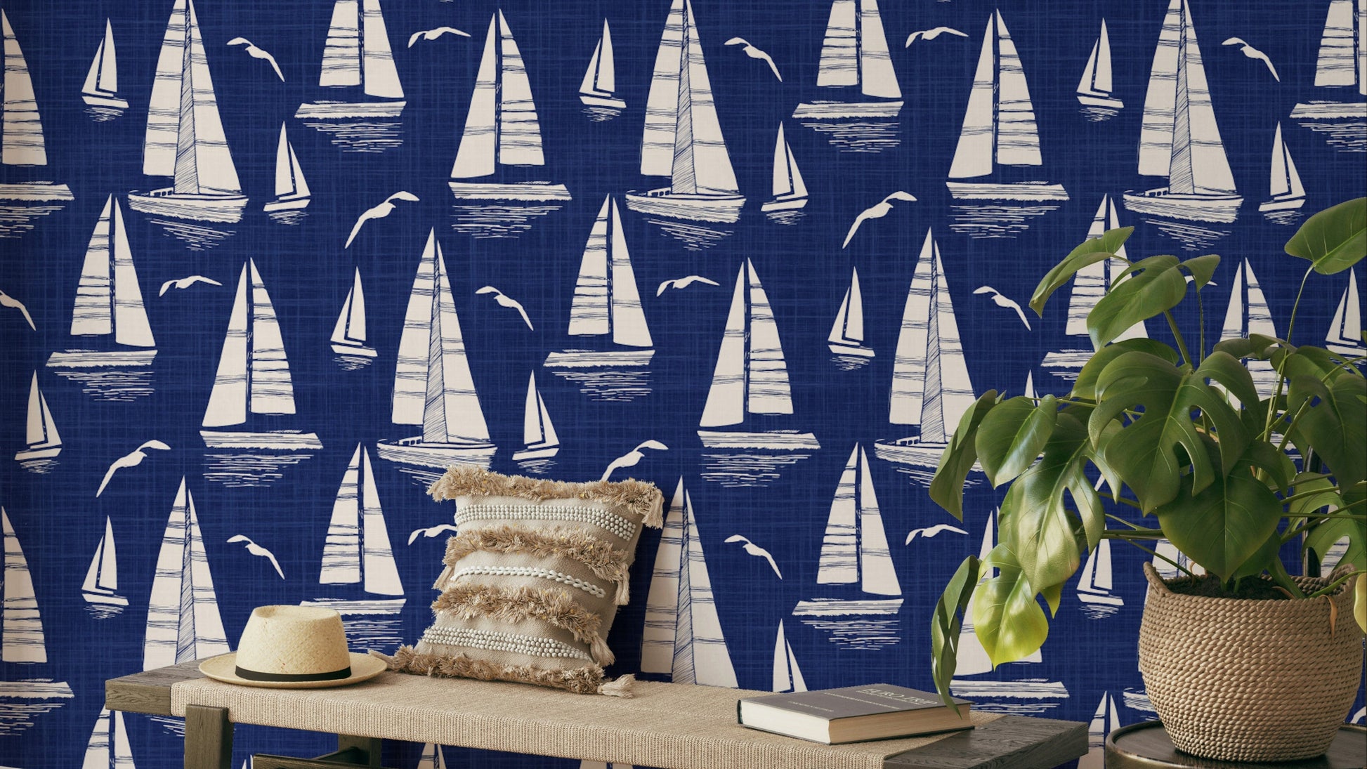 Living room nautical wallpaper

