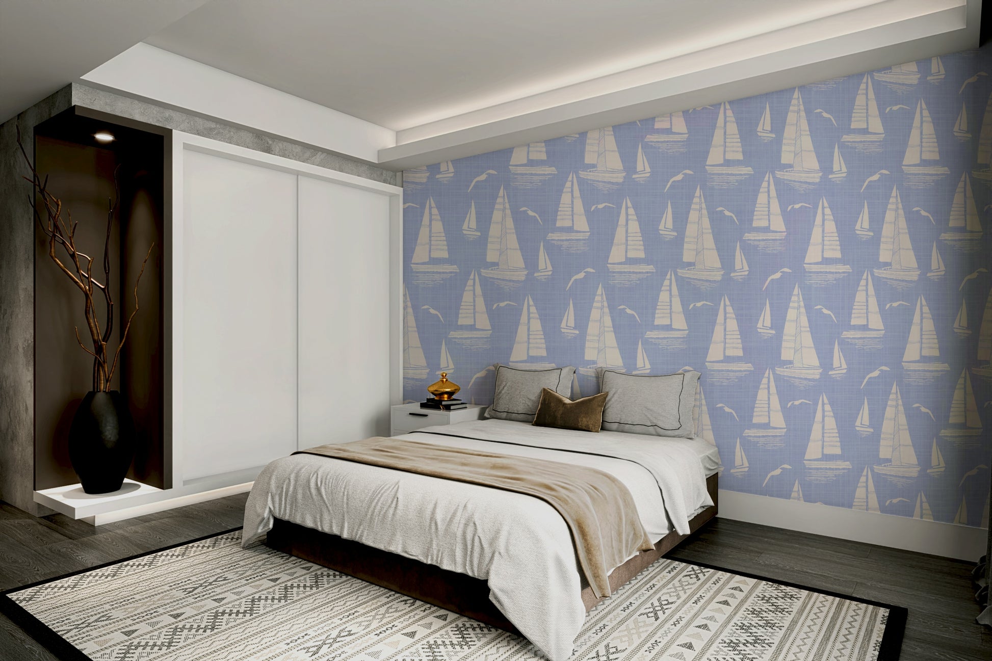 Bedroom coastal mural


