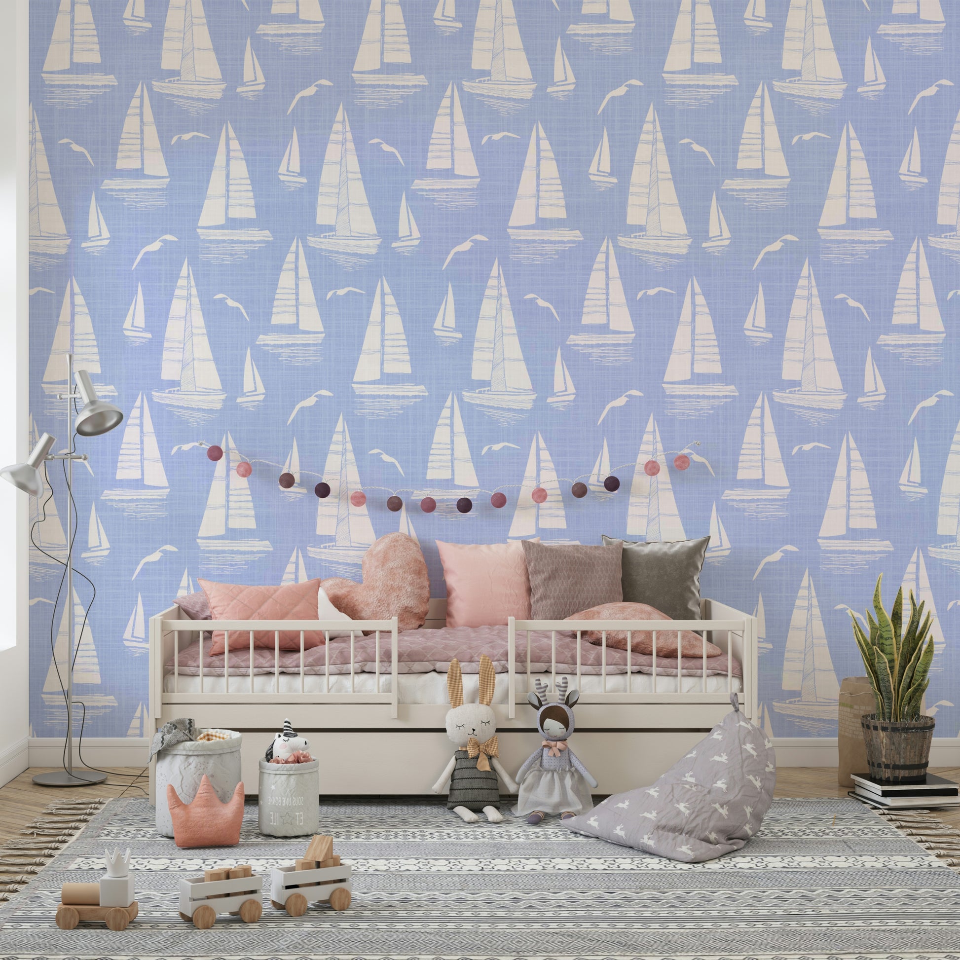 Light blue nautical mural

