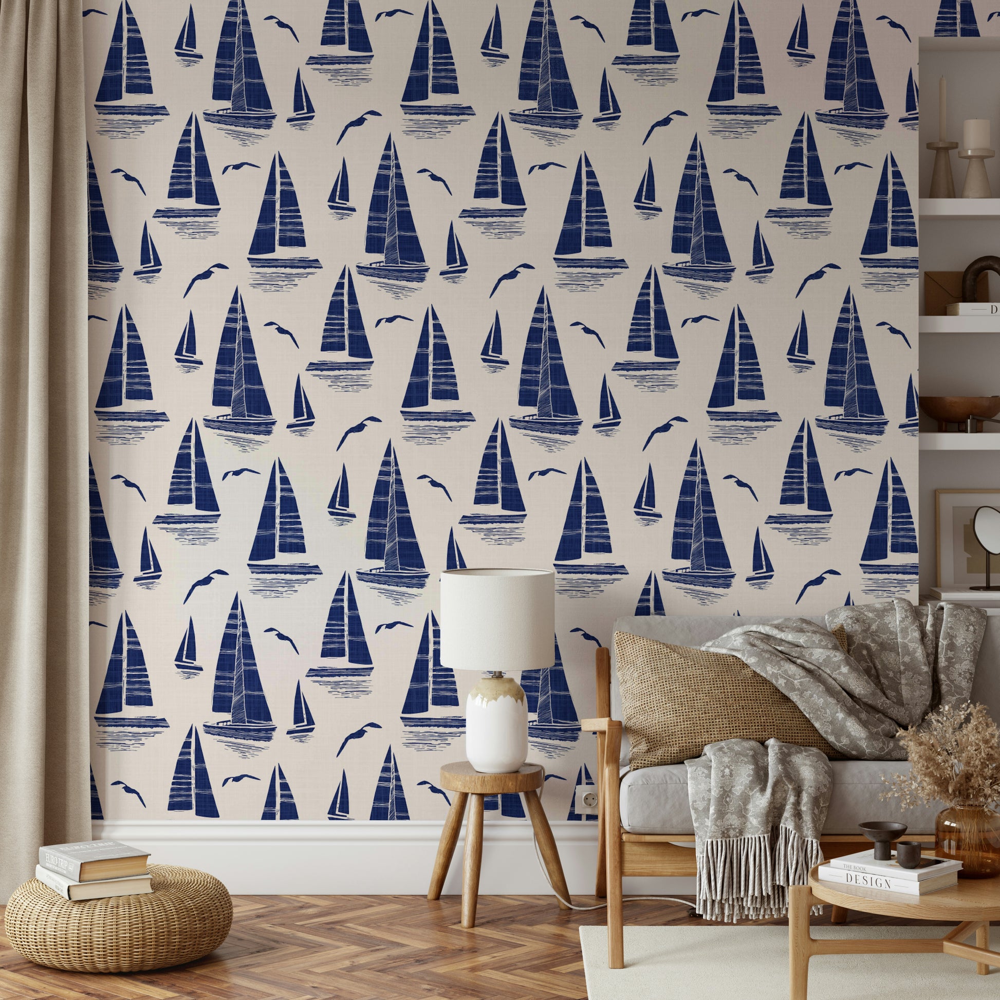 Bedroom seaside wallpaper

