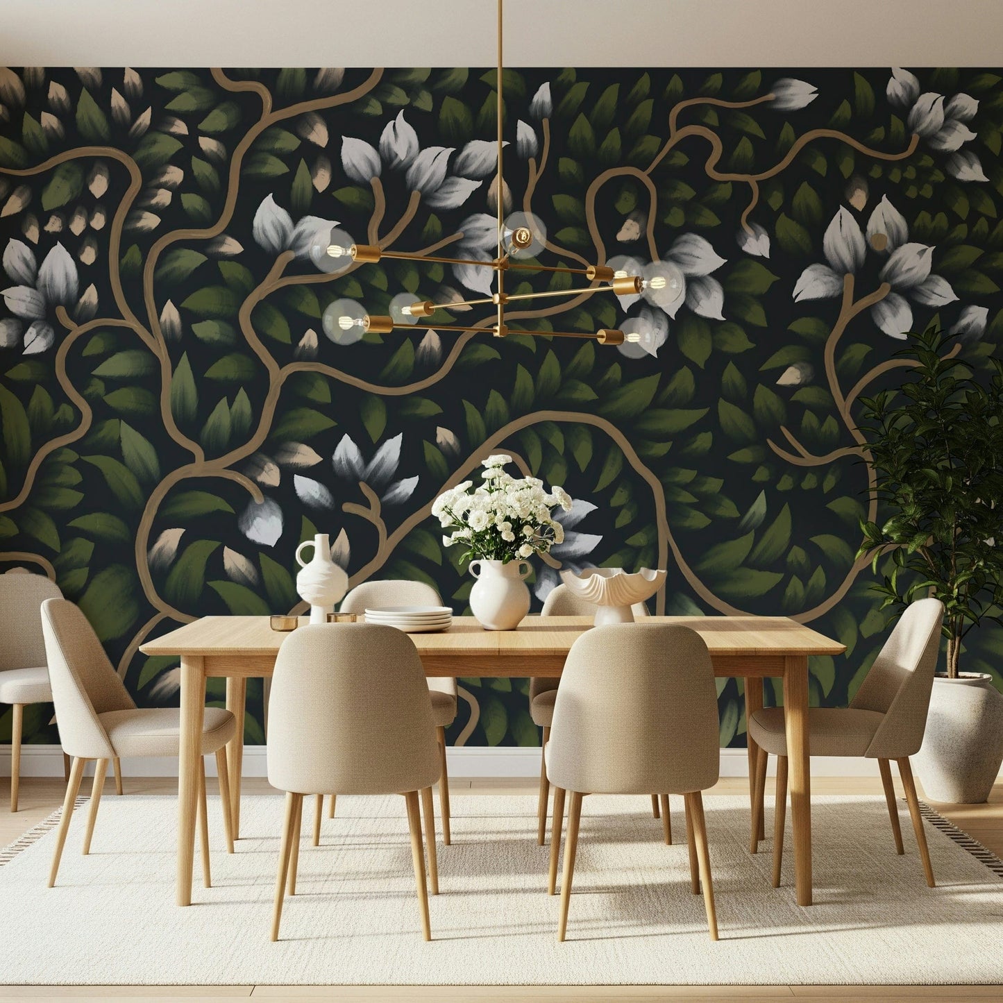 Whispering Secrets twilight flora wallpaper for walls adds mystery.