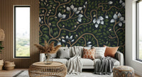 Artistic leaf Whispering Secrets wall mural for sophisticated interior styling.
