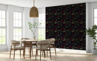 Detailed dark floral wallpaper evoking elegance and mystery of a secret garden