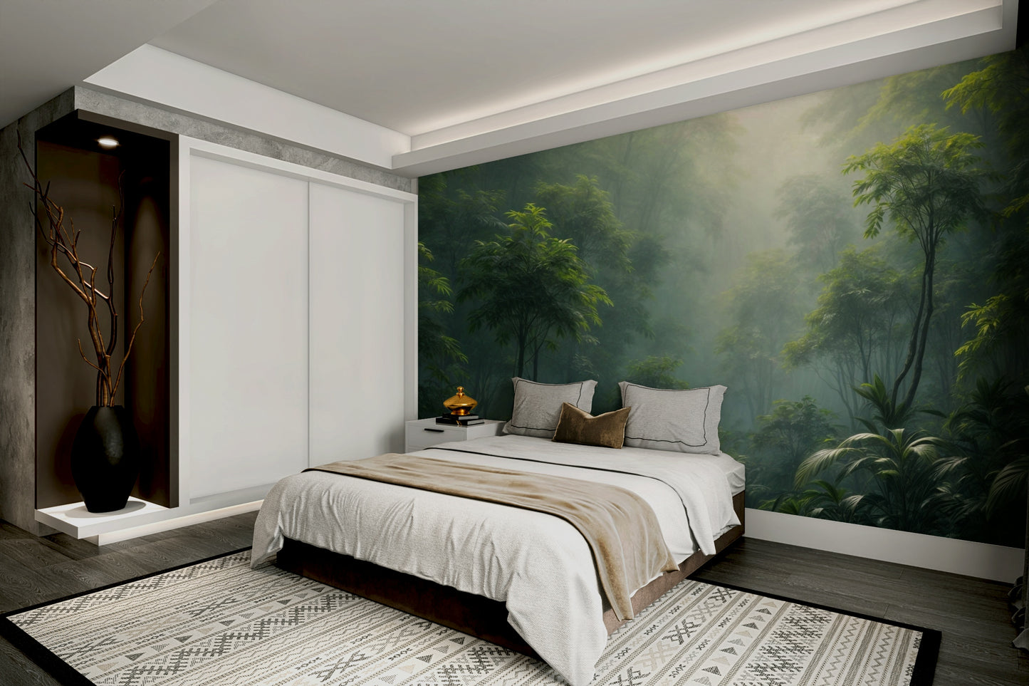 Dark green foliage wall wallpaper


