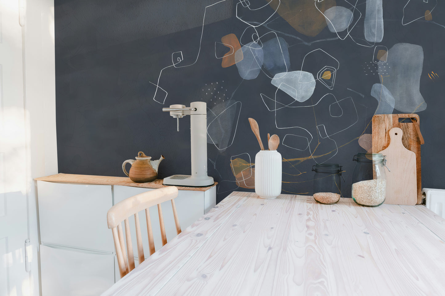 Abstract cosmic rhythm mural for rooms