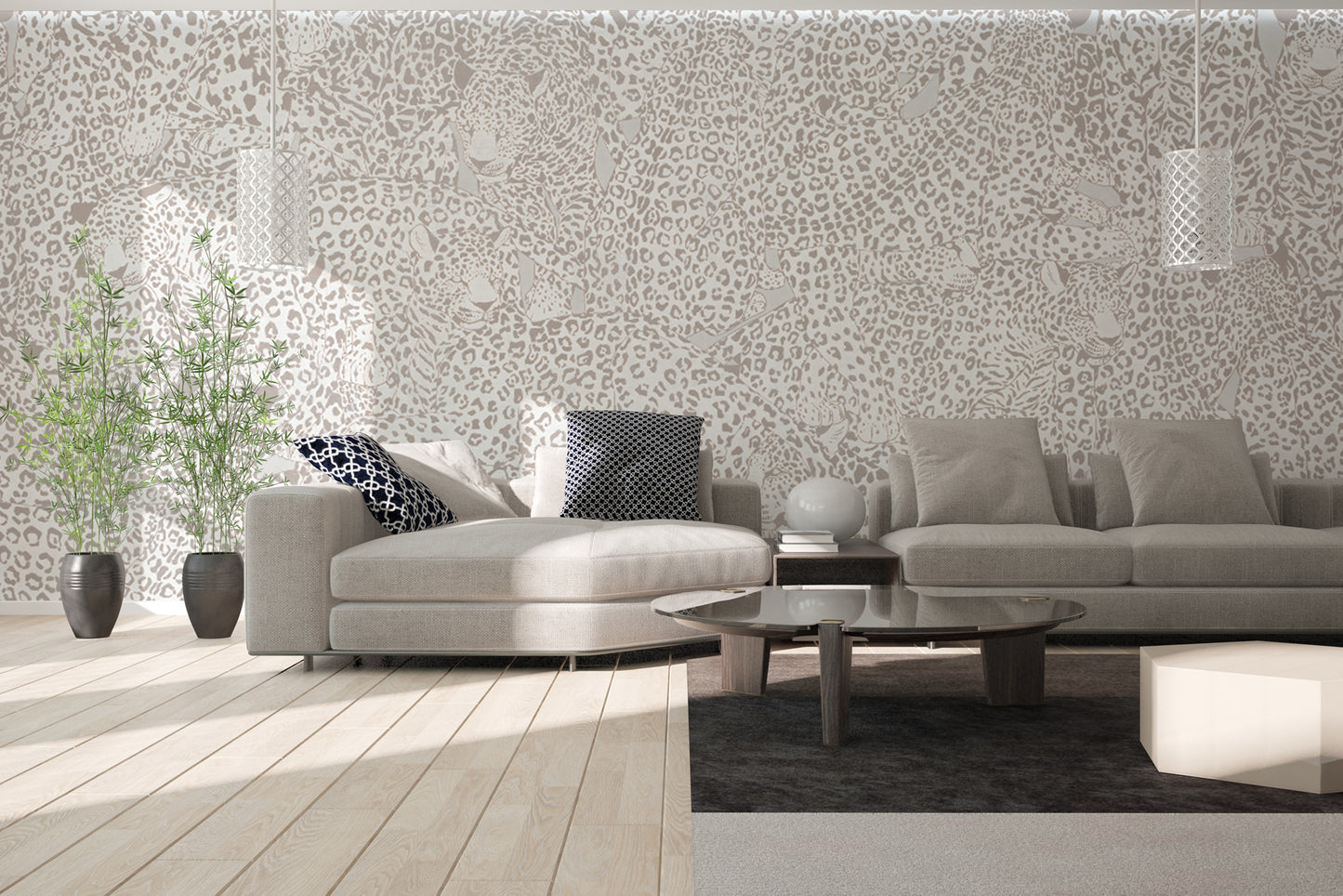 Elegant Beige Animal Print Mural for Home Interiors
