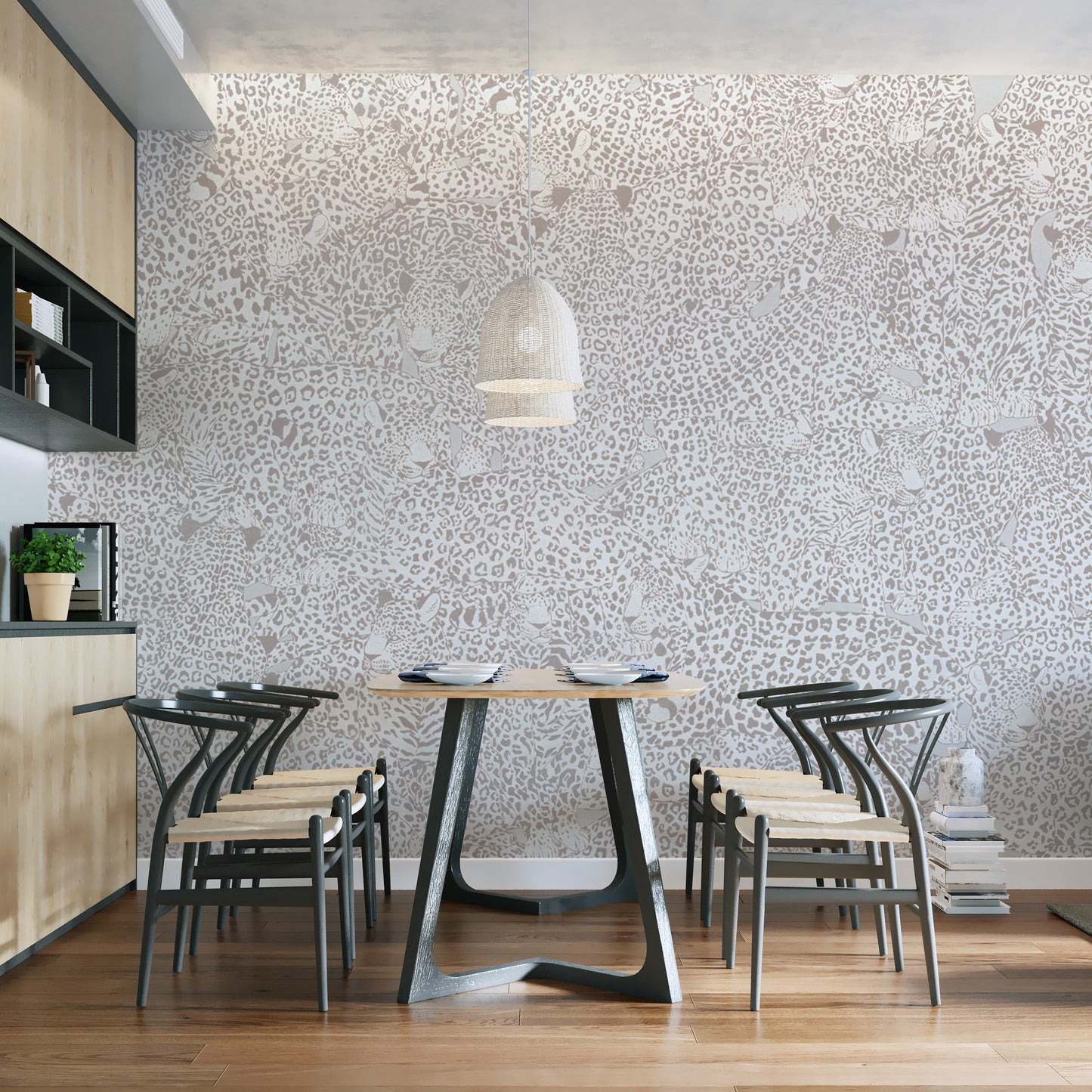 Wildlife-Inspired Beige Animal Print Wallpaper Design
