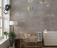 Neutral beige and gray concrete grid pattern wallpaper
