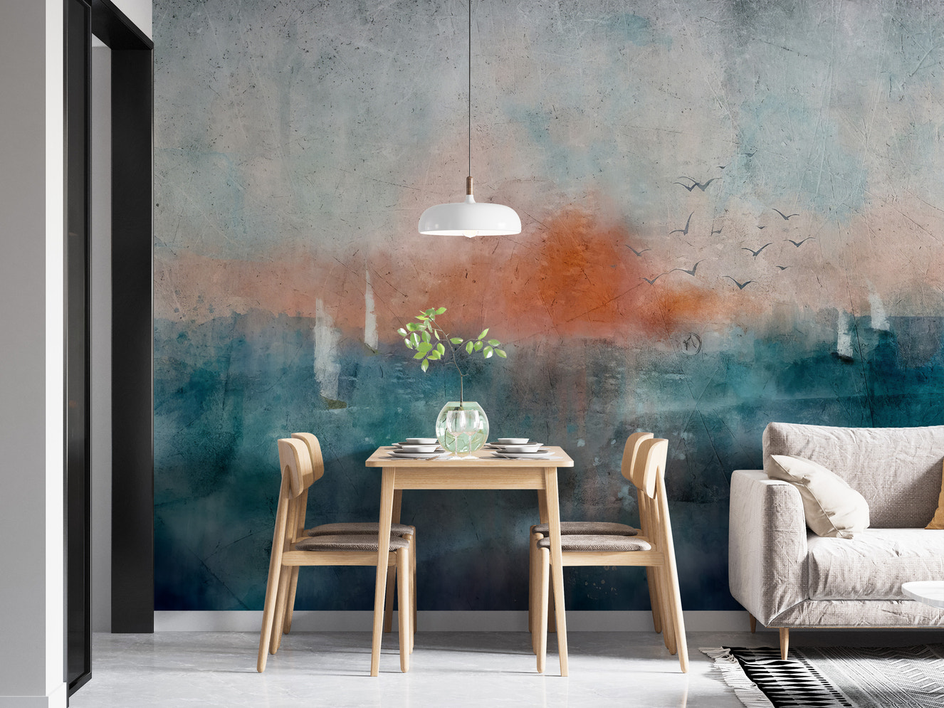 Dining room elegance: Ethereal Dusk mural wallpaper