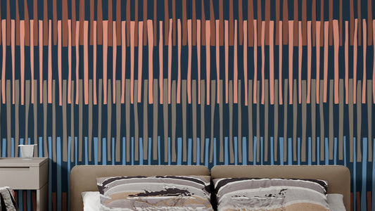 Midnight Melody Striped Symphony Wallpaper Mural