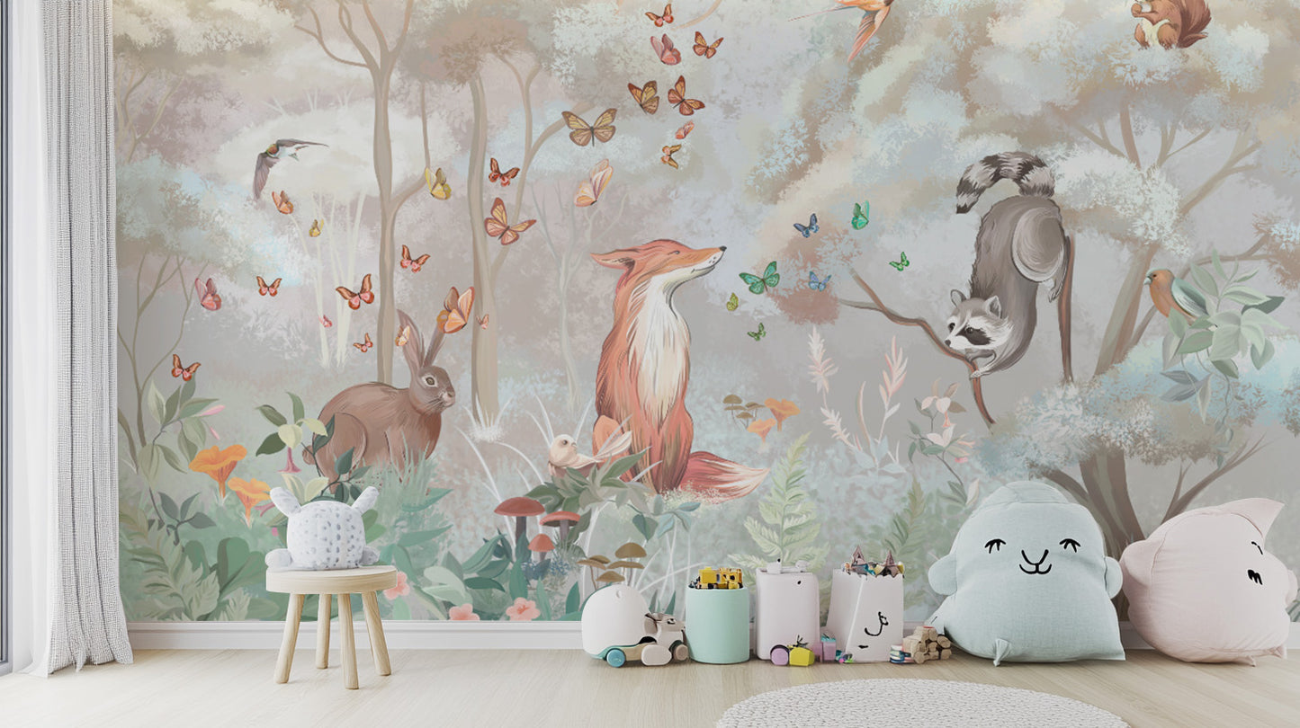 パステルフォレスト動物の壁紙