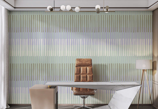 Sage Stripes Serenity Wallpaper Mural