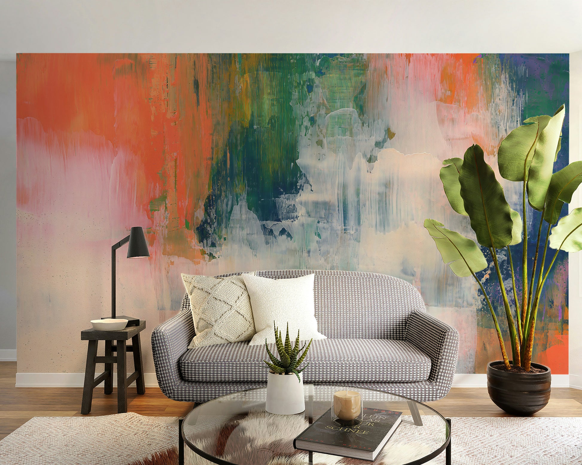 Modern abstract brushstroke wallpaper mural for rooms